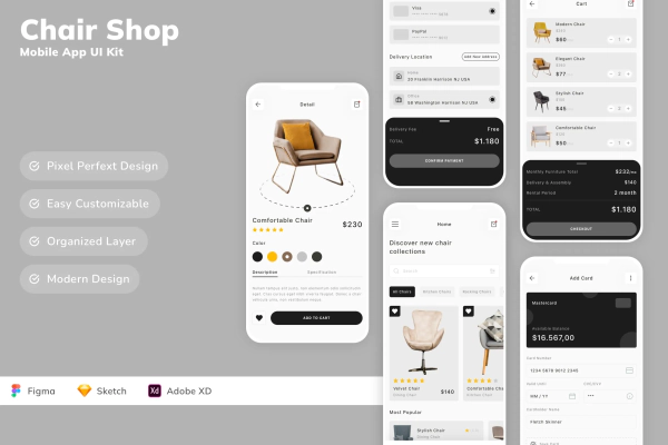 Chair Shop Mobile App UI Kit