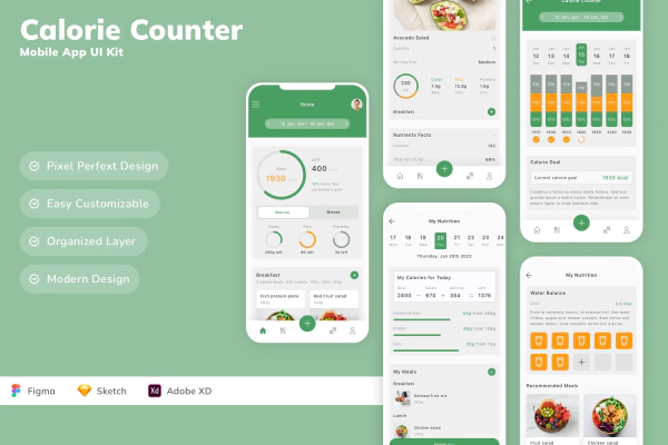 Calorie Counter Mobile App UI Kit