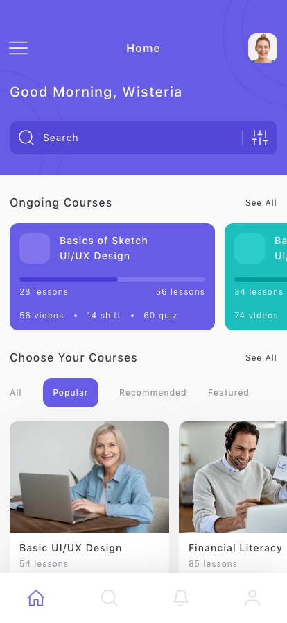 Online Learning Mobile App UI Kit - Screenshot 1