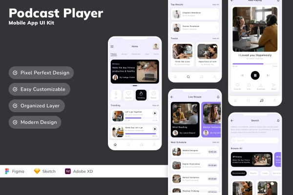Podcast Player Mobile App UI Kit