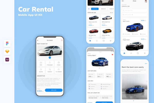 Car Rental Mobile App UI Kit