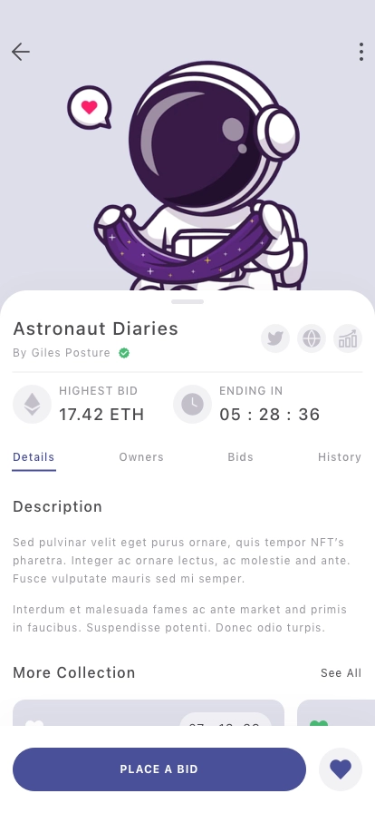 NFT Market Collection Mobile App UI Kit - Screenshot 2