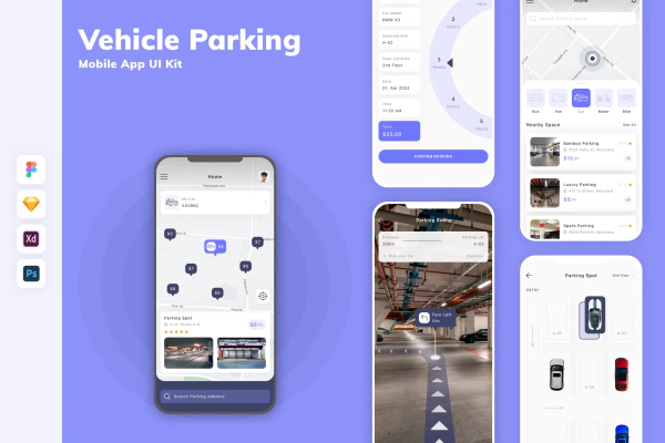 Vehicle Parking Mobile App UI Kit