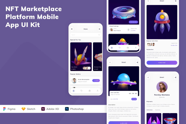 NFT Marketplace Platform Mobile App UI Kit