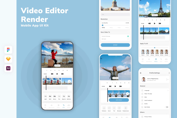 Video Editor & Render Mobile App UI Kit