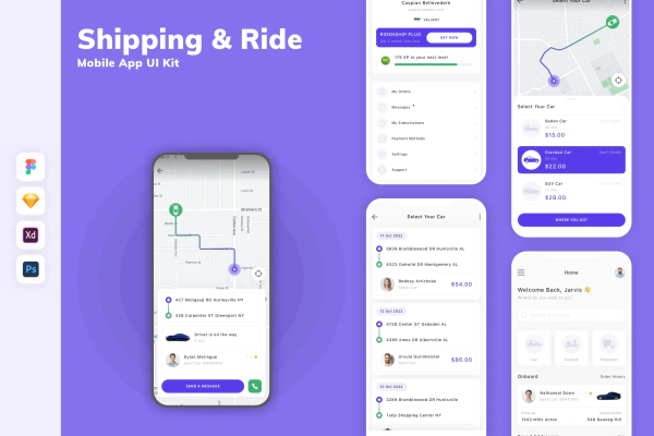 Shipping & Ride Mobile App UI Kit