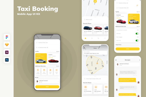 Taxi Booking Mobile App UI Kit