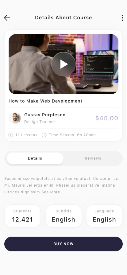 Online Learning Mobile App UI Kit - Screenshot 3