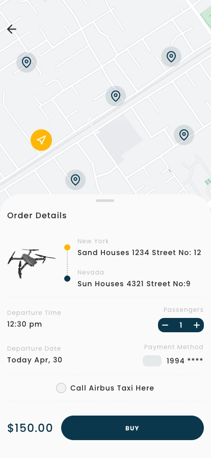 Air Taxi & Drone Mobile App UI Kit - Screenshot 4