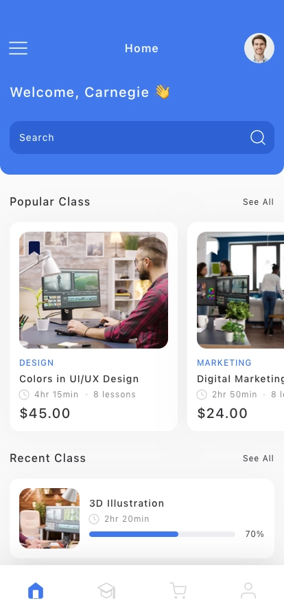 E-Course Mobile App UI Kit - Screenshot 2