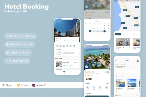 Hotel Booking Mobile App UI Kit