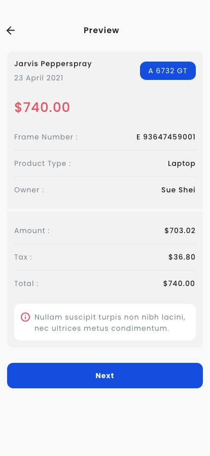 Invoicing and Billing Management Mobile App UI Kit - Screenshot 5