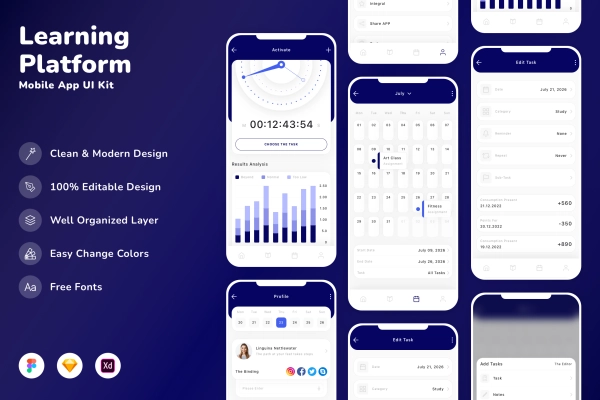 Learning Platform Mobile App UI Kit