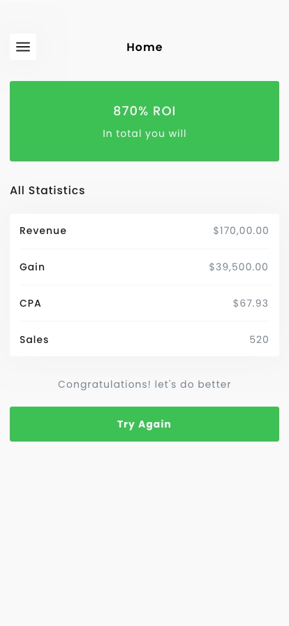 ROI & Investment Calculator Mobile App UI Kit - Screenshot 3