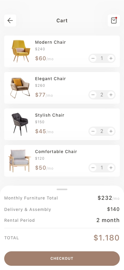 Chair Shop Mobile App UI Kit - Screenshot 2