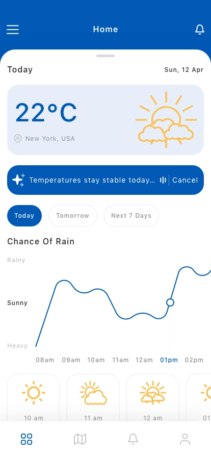 AI Weather Forecast Mobile App UI Kit - Screenshot 1