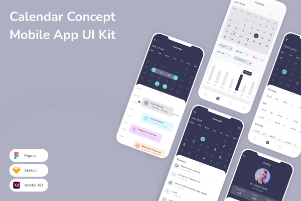 Calendar Concept Mobile App UI Kit