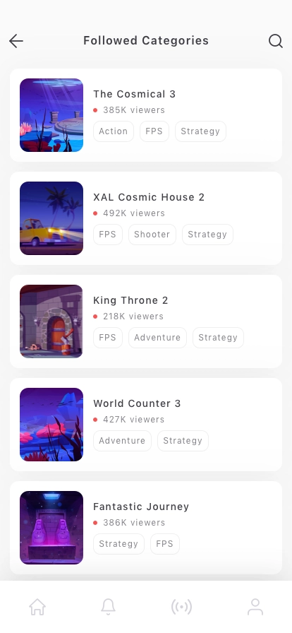 Game Live Streaming Mobile App UI Kit - Screenshot 2