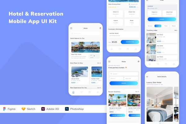 Hotel & Reservation Mobile App UI Kit