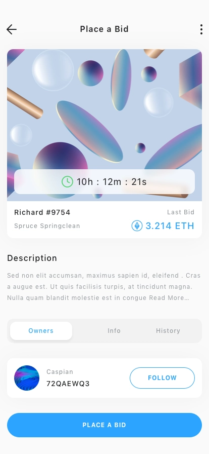 NFT Marketplace Mobile App UI Kit - Screenshot 3