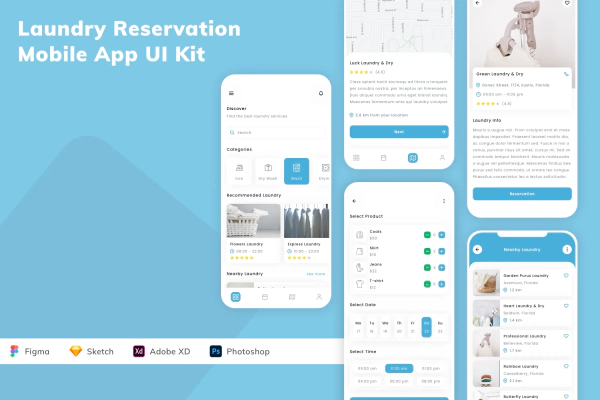 Laundry  Reservation Mobile App UI Kit