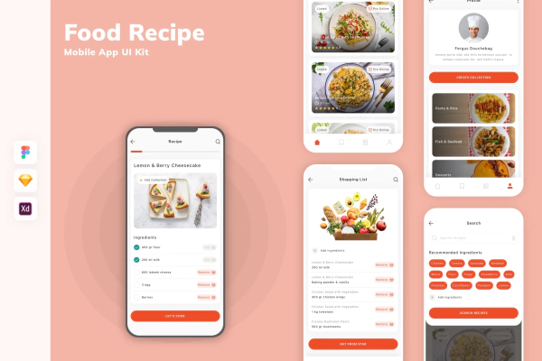Food Recipe Mobile App UI Kit