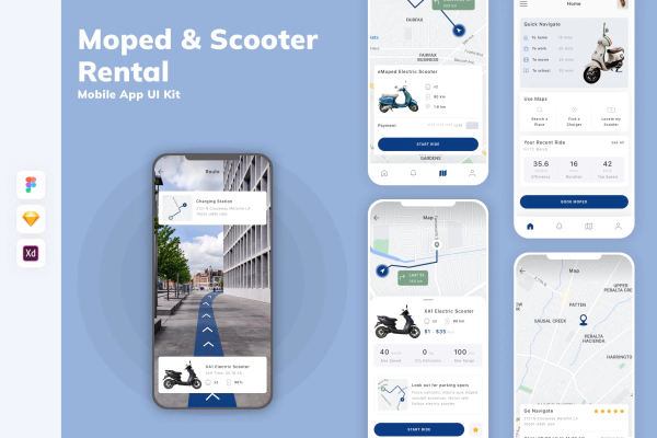 Moped & Scooter Rental Mobile App UI Kit
