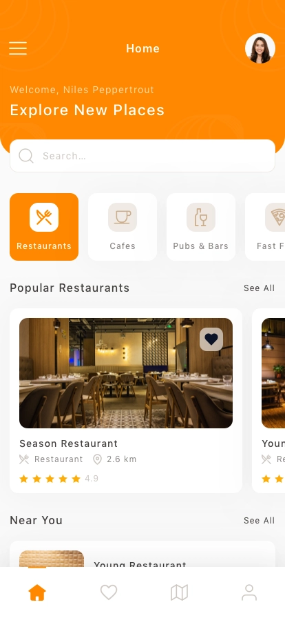 Restaurant Finder Mobile App UI Kit - Screenshot 1