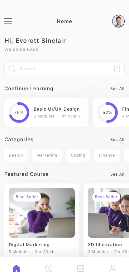 Online Course Mobile App UI Kit - Screenshot 2