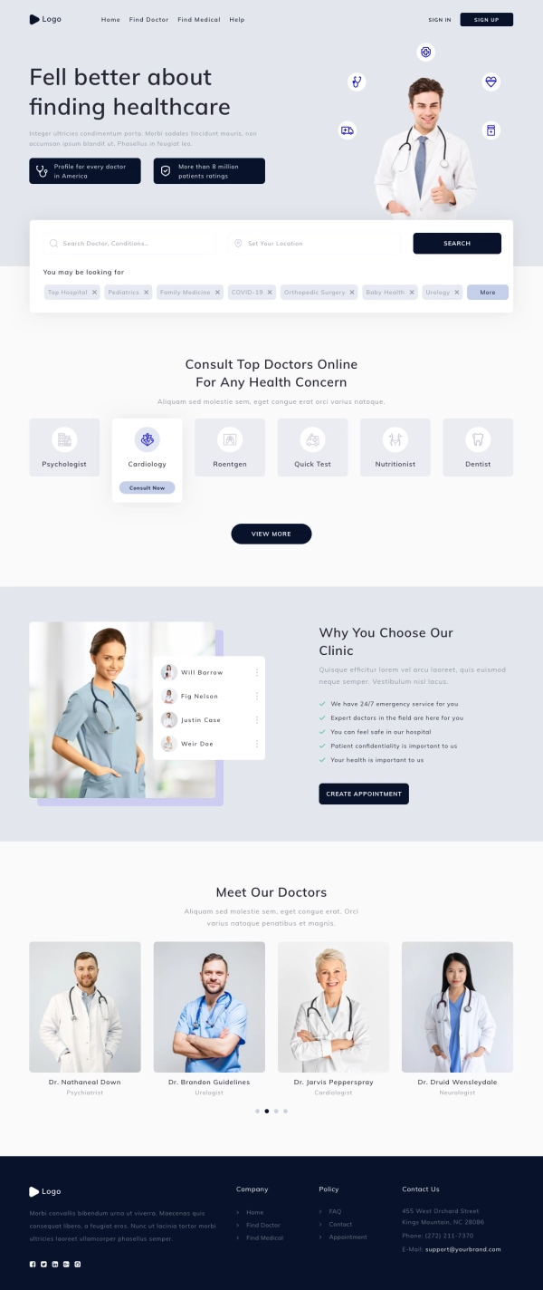 Medical Website Landing Page Template UI Kit - Screenshot 1
