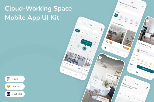 Cloud-Working Space Mobile App UI Kit
