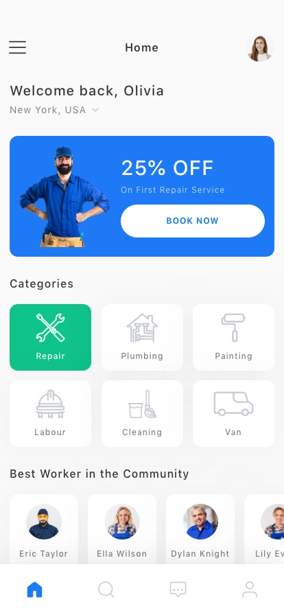 Repair Service Mobile App UI Kit - Screenshot 1