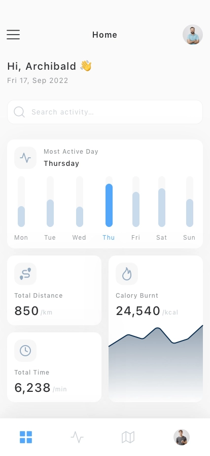 Cycling Tracker Mobile App UI Kit - Screenshot 1