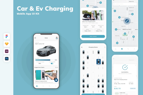 Car & Ev Charging Mobile App UI Kit