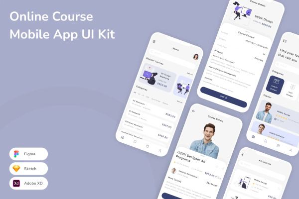 Online Course Mobile App UI Kit