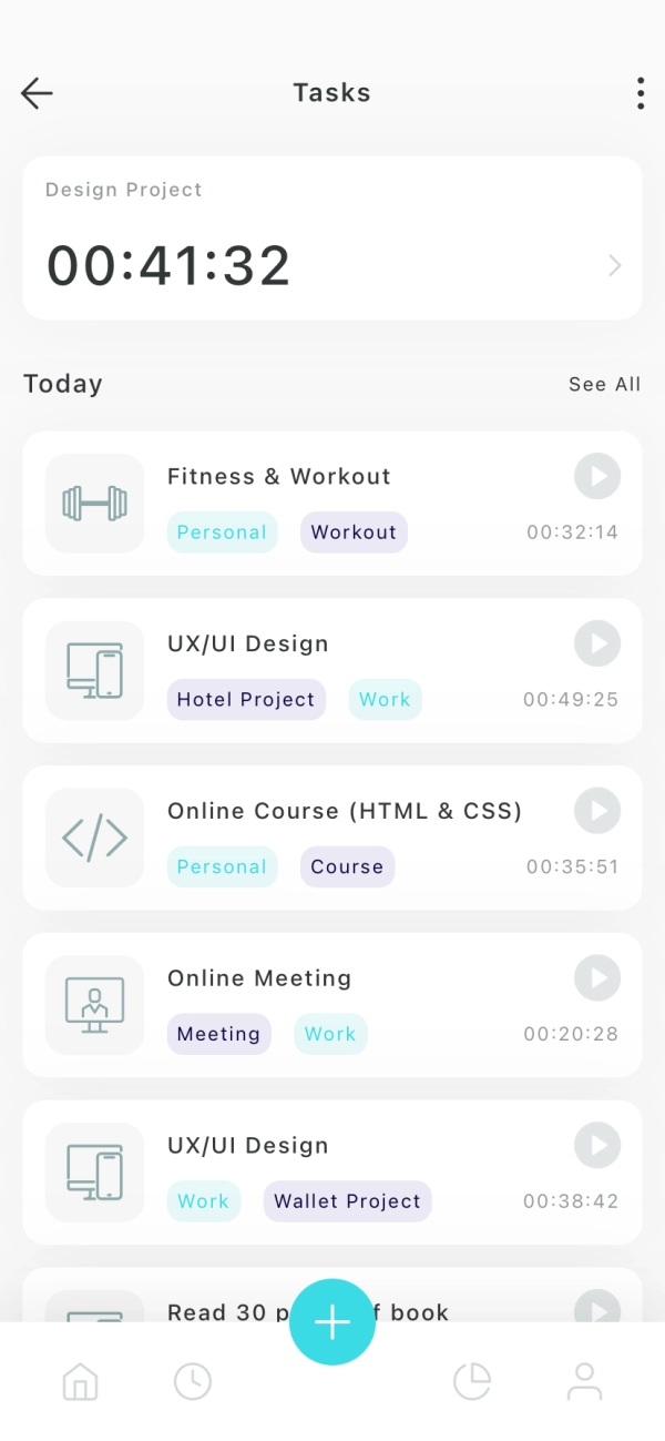 Time Tracker Mobile App UI Kit - Screenshot 1
