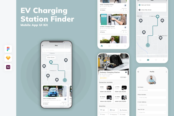 EV Charging Station Finder Mobile App UI Kit