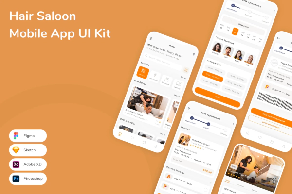 Hair Saloon Mobile App UI Kit