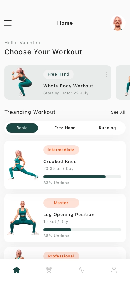 Home Exercise Mobile App UI Kit - Screenshot 1