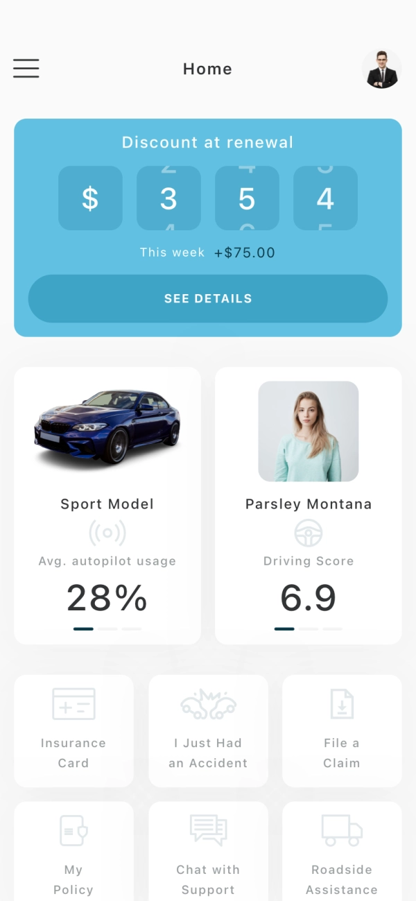 Car Smart Insurance Mobile App UI Kit - Screenshot 1