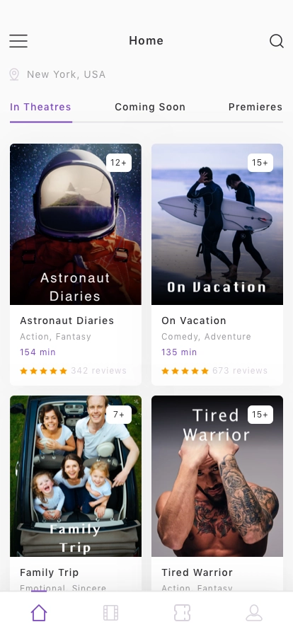 Cinema Ticket App UI Kit - Screenshot 1