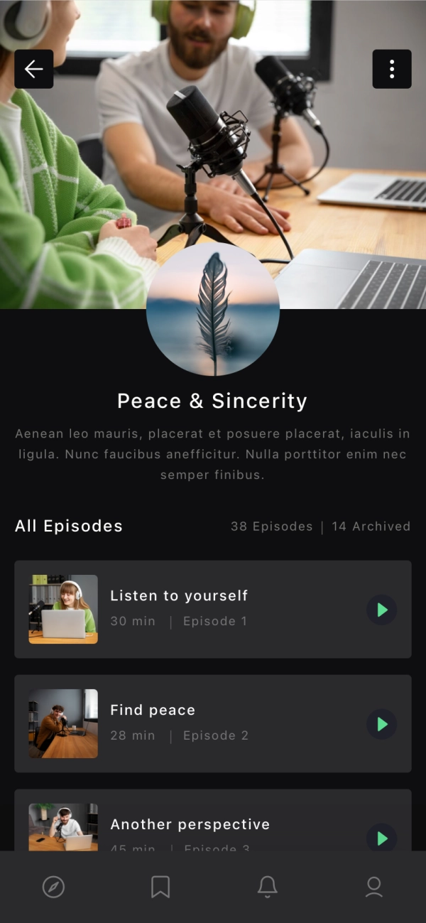 Podcast Listening Mobile App UI Kit - Screenshot 3