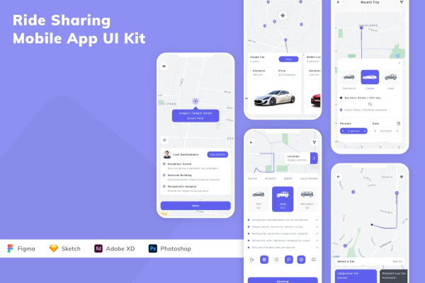 Ride Sharing Mobile App UI Kit