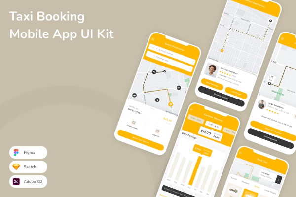 Taxi Booking Mobile App UI Kit
