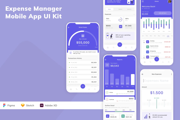 Expense Manager Mobile App UI Kit
