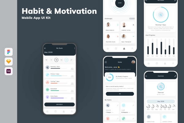 Habit & Motivation Mobile App UI Kit