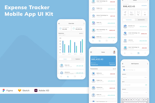 Expense Tracker Mobile App UI Kit