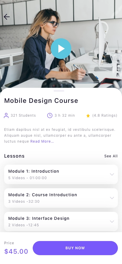 Online Course Mobile App UI Kit - Screenshot 2