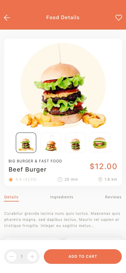 Food Ordering Mobile App UI Kit - Screenshot 2