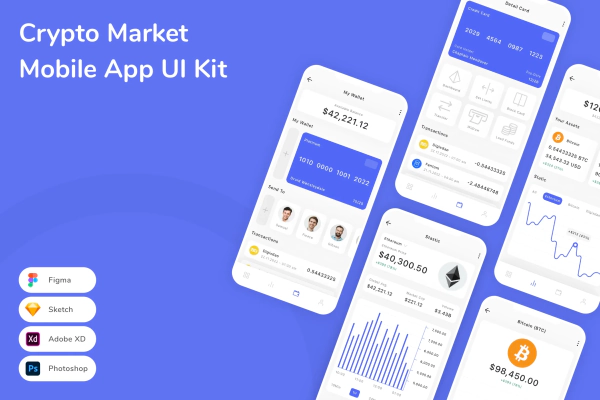 Crypto Market Mobile App UI Kit